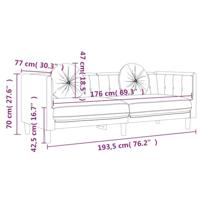 Bank met kussens 3-zits fluweel geel - thumbnail