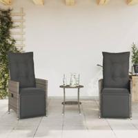 3-delige Bistroset met kussens poly rattan grijs - thumbnail