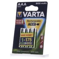Varta aaa batterij oplaadbaar 4 kaart 800mah - thumbnail