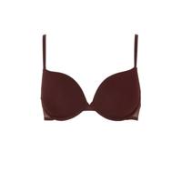 whkmp's own basic katoenen push-up bh donkerrood - thumbnail