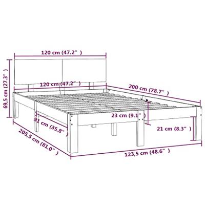 Bedframe massief grenenhout wit 120x200 cm Bedframe massief grenenhout wit 120x200 cm