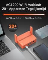 Cudy AC1200 draadloze router Fast Ethernet Oranje - thumbnail