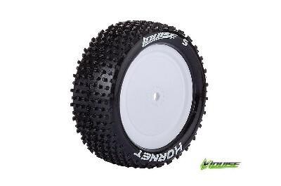 Louise E-HORNET Banden Set - Soft - Velgen Wit - Hex 12mm - 4WD Voor Louise E-HORNET Banden Set - Soft - Velgen Wit - Hex 12mm - 4WD Voor