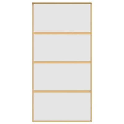 Schuifdeur 102,5x205 cm mat ESG-glas en aluminium goudkleurig - thumbnail