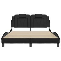 Bedframe met hoofdbord kunstleer zwart 120x200 cm - thumbnail