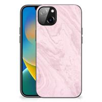 iPhone 14 Plus Marmeren Print Telefoonhoesje Marble Pink - Origineel Cadeau Vriendin - thumbnail