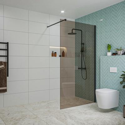 Fortifura Galeria inloopdouche - 120x200cm - rookglas - wandarm - mat zwart SW797944/SW797905 Fortifura Galeria inloopdouche - 120x200cm - rookglas - wandarm - mat zwart SW797944/SW797905