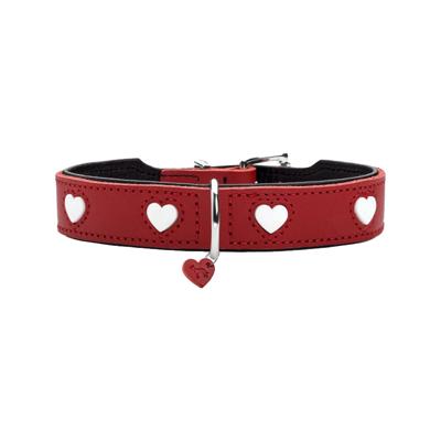 Hunter 69908 hond & kat halsband Rood, Wit Leer L-XL Standaard halsband