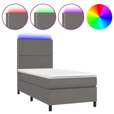 Boxspring met matras en LED kunstleer grijs 120x190 cm