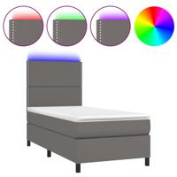 Boxspring met matras en LED kunstleer grijs 120x190 cm - thumbnail