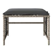 4-delige Loungeset met kussens poly rattan en glas lichtgrijs - thumbnail