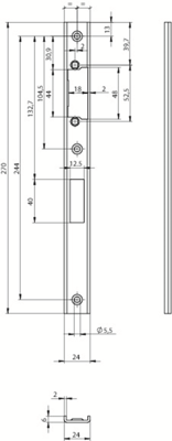 ASSA ABLOY N6503 Sluitplaat | RVS 20x270x6mm lip 40mm U-vormig | geschikt voor E-opener profix2DM| DR 1+3 - 10049737