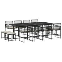 13-delige Tuinset met kussens poly rattan zwart - thumbnail