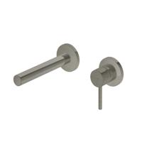 Wastafelmengkraan Hotbath Buddy Inbouw 3+3 Inbouwsysteem 1-hendel Uitloop Recht 17 cm Geborsteld Nikkel - thumbnail