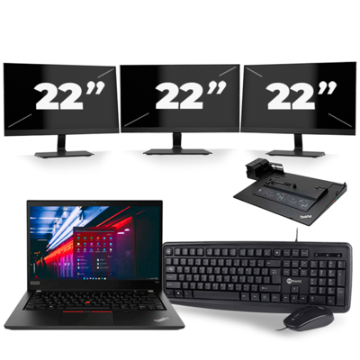 Lenovo ThinkPad T490 - Intel Core i5-8e Generatie - 14 inch - 16GB RAM - 256GB SSD - Windows 11 Home + 3x 22 inch Monitor