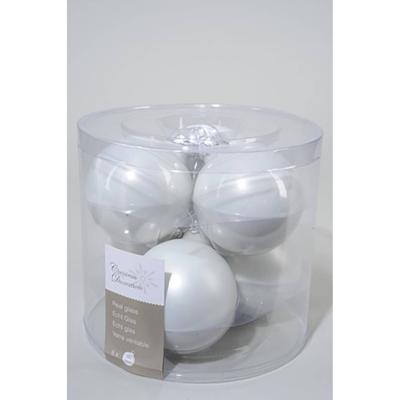 Decoris kerstballen Glas 6st winterwit 8cm