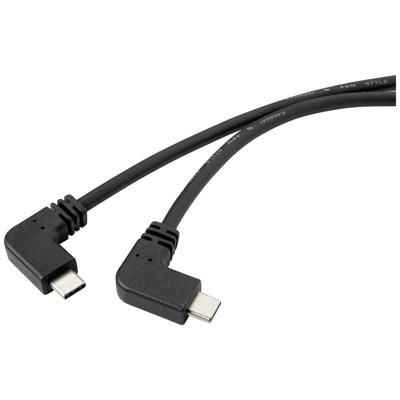 Renkforce RF-4633064 USB-kabel USB 3.2 Gen2 (USB 3.1 Gen2) USB-C stekker, USB-C stekker 1.20 m Zwart 90° haaks naar links
