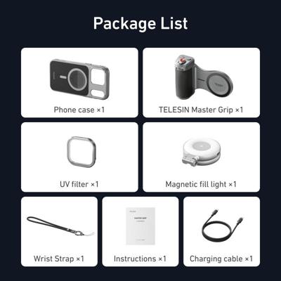 Telesin Master Grip voor iPhone 17 Pro Max - Creator Combo met lampje en UV-filter