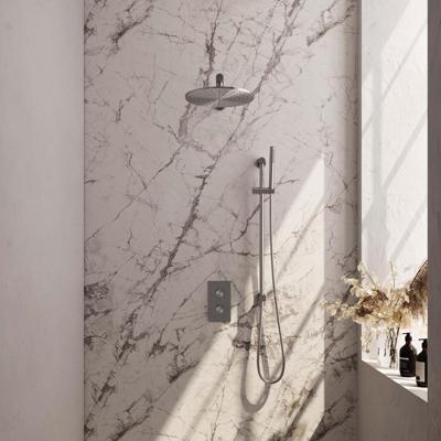 Brauer Brushed Carving Thermostatische Regendoucheset Inbouw - Hoofddouche 30 cm - Rechte Wandarm - 3 Weg - Handdouche Staaf - Doucheslang - Geintegreerde Glijstang - Rvs