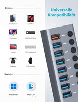 GrauGear G-HUB71-A USB 3.2 Gen 1-hub 7 poorten Meerdere kleuren - thumbnail