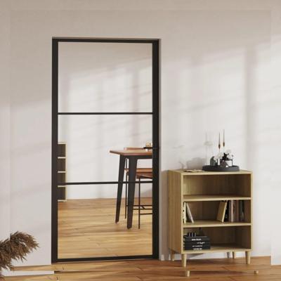 VidaXL Binnendeur 102,5x201,5 cm esg-glas en aluminium zwart