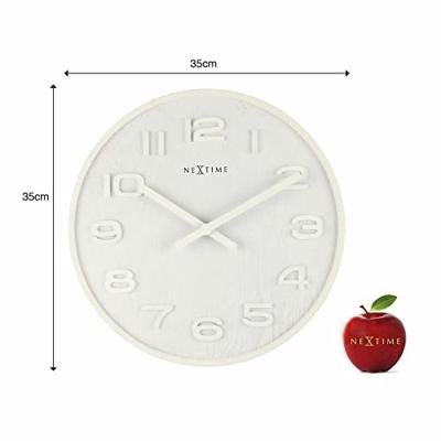 NeXtime klok 3096wi wood wood medium, ø35.5 cm,wall, white