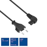 ACT AK5420 230V Stroomkabel Euro Male/C7 Female (Angled Left/Right) - 1 meter - thumbnail