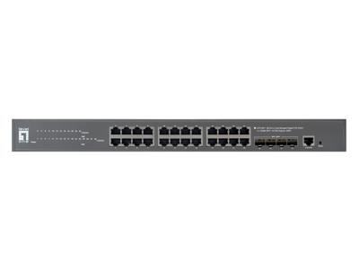 LevelOne GTP-2871 28-poorts L3 Lite Managed Gigabit PoE Switch, 4 x 10 GbE SFP+, 24 PoE-uitgangen, 400W PoE-prestatiebudget