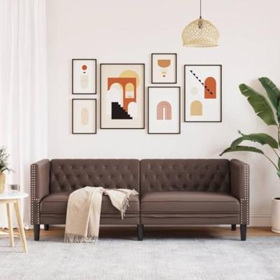 Driezitsbank Chesterfield-stijl kunstleer bruin Driezitsbank Chesterfield-stijl kunstleer bruin