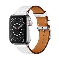 Lederen bandje - Wit - Geschikt voor Apple Watch 38mm / 40mm / 41mm / 42mm - thumbnail