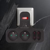 Maclean - Wandcontactdoos - Stekkerdoos - aan/uit schakelaar - type schuko - Type E, 2x2,5A, 2x16A, MCE224 E/B - thumbnail