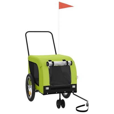Hondenfietstrailer oxford stof en ijzer groen en zwart - thumbnail