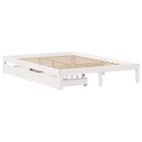Bedframe met lades massief grenenhout wit 140x190 cm - thumbnail