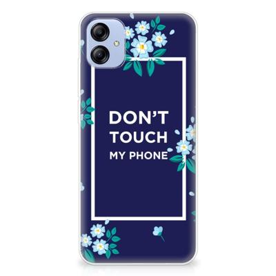 Samsung Galaxy A04e Silicone-hoesje Flowers Blue DTMP Samsung Galaxy A04e Silicone-hoesje Flowers Blue DTMP