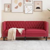 Tweezitsbank Chesterfield-stijl kunstleer wijnrood - thumbnail