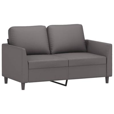 2-delige Loungeset met kussens kunstleer grijs - thumbnail