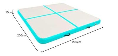 Gymnastiekmat met pomp opblaasbaar 200x200x10 cm PVC groen - thumbnail