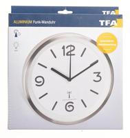 TFA Dostmann 60.3535.02 Wandklok Zendergestuurd 253 mm x 42 mm Aluminium (geborsteld) - thumbnail