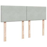 Boxspring met matras fluweel lichtgrijs 140x200 cm - thumbnail
