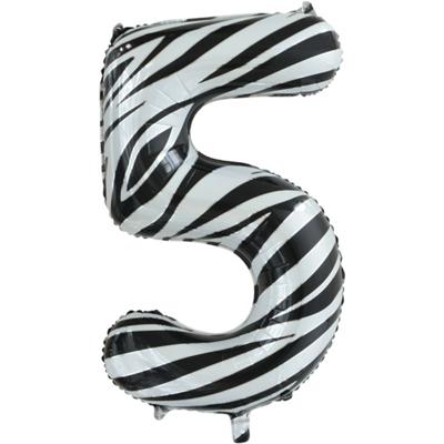 Folieballon Cijfer 5 Zebra (86cm)