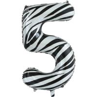 Folieballon Cijfer 5 Zebra (86cm) - thumbnail