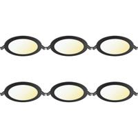LED Downlight Inbouwspot Dimbaar 6 Stuks - Brinton Thin - 12W 1120lm 120° Bundelhoek - Aanpasbare Lichtkleur 3000K-4000K-6500K - IP40 - Rond - Zwart - Ø170mm Buitenmaat - Ø150mm Zaagmaat - thumbnail