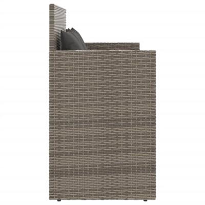 Tuinbank met kussens poly rattan grijs