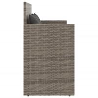 Tuinbank met kussens poly rattan grijs - thumbnail