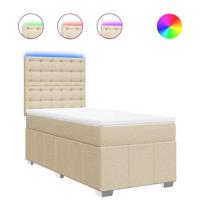 Boxspring met matras stof crèmekleurig 90x200 cm - thumbnail