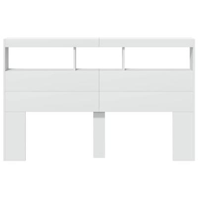 Hoofdbordkast met LED-verlichting 160x17x102 cm wit