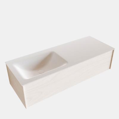 Badkamermeubel BWS Madrid Wit 120x45x30 cm Mat Witte Solid Surface Wastafel Links (1 kraangat) Badkamermeubel BWS Madrid Wit 120x45x30 cm Mat Witte Solid Surface Wastafel Links (1 kraangat)