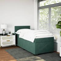 Boxspring met matras fluweel donkergroen 100x200 cm - thumbnail
