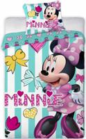 Disney Minnie Mouse peuterdekbedovertrek - 100 x 135 cm - Katoen - groen/wit - thumbnail