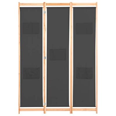 VidaXL Kamerscherm met 3 panelen 120x170x4 cm stof grijs VidaXL Kamerscherm met 3 panelen 120x170x4 cm stof grijs
